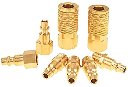 Fubdnefvo 8-Teiliges Luftkupplungs- und Stecker-Kit Schnellkupplungs-LuftanschlüSse 1/4-NPT-Industriemessing-Luftschlauchanschluss für Druckluftwerkzeuge