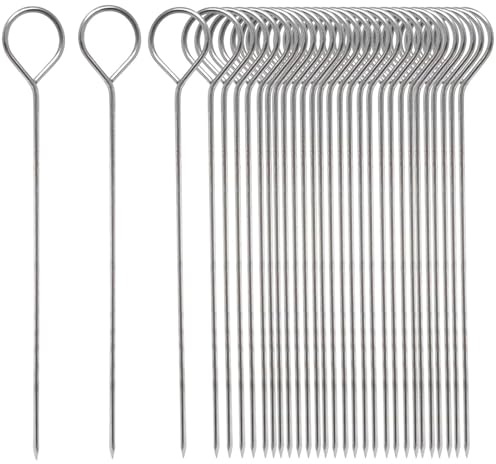 Pack of 30 roulade needles, reusable stainless steel barbecue spikes, barbecue needle, barbecue tool, outdoor party tools, meat needle made of stainless steel, for sharp hot pot barbecue string