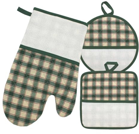 Guantone e presine da cucina, Set da forno da ricamare a punto croce, guantone e presine con tela aida