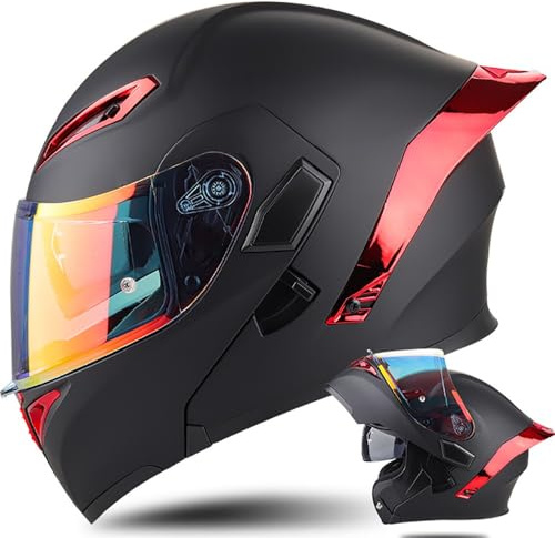 Motorradhelm Integralhelm Klapphelm ECE Zertifiziert Modularer Helm Doppelvisier Moped Street Racing Helm für Erwachsene Männer Frauen Roller Helm Sturzhelm Damen Herren Erwachsene