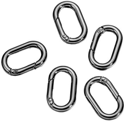 Colcolo 5 Stück ovale Federringe, ovale Karabiner, Metallspaltringe, 1 Zoll große Metallfeder-Druckknöpfe für Gepäckzubehör, Basteln, Geldbörse, Schwarz