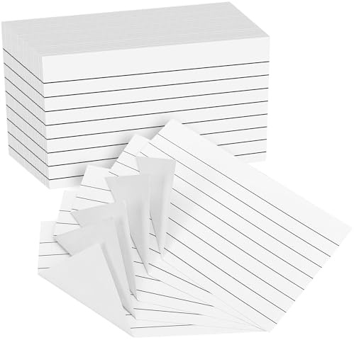 300 st linjerade indexkort - vita linjerade revisionskort 5 x 3 [127 x 77 mm] studiekort anteckningskort för kontor skola hem studier inlärningsregister PAP06WH300