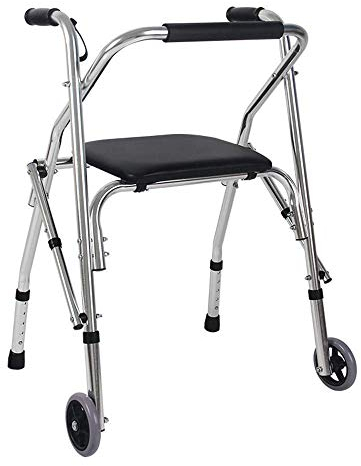 Gehhilfe, Rollator, leichtes Aluminium, mit Rückenlehne und 2 Rädern, klappbarer Gehstabilisatorrahmen mit Aufstehhilfe