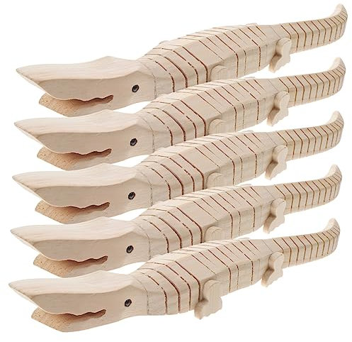 Hohopeti 5stücke Unbehandeltes Holz Spielzeug Für Schulkinder DIY Holz Modell Für Schüler Krokodil Spielzeug Für Unterwegs Realistisches Bastelzubehör Für Schulkinder