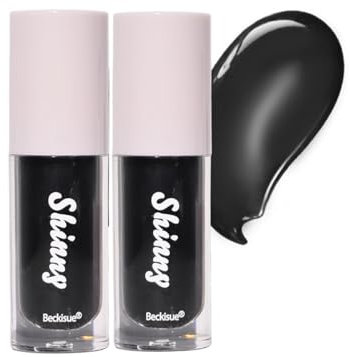 2Pcs Translucent Black Lip Oil Set,Black Glossy Lipgloss,Plumping Lip Tint,Hydrating Mirror High-shine Lip Gloss,Long Lasting Moisturizing Non-Sticky Lipgloss