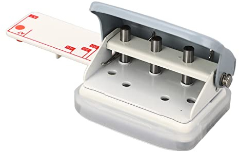 Metallischer 3 Loch Stanzer, Tragbares Design mit Skala, Verstellbare Lochanzahl Passend für A4 B5 A5 A6 A7 Rutschfeste Unterseite Grau