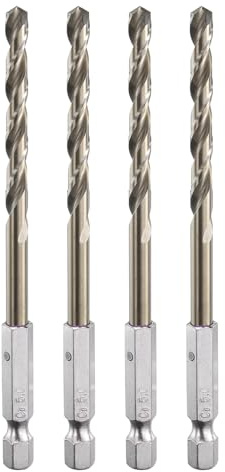 sourcing map 4pcs M35 High Speed Steel Cobalt Twist Drill Bit 5mm/0.04 Dia with Quick Change 1/4 Hex Shank Jobber Drill Bit for Metal, Steel, Copper, Aluminum, Zinc Alloy