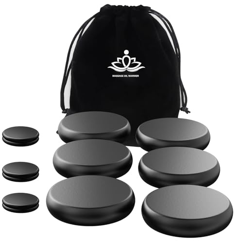 Hot Stone - Juego de 12 piedras de masaje, piedras de masaje calientes de basalto, para masaje tradicional, terapia de masaje y relajación, regalo y tratamiento de spa