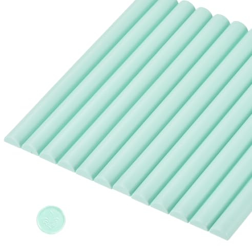 QUARKZMAN 20Pz Verde Menta 1/2 Cilindro Ceralacca Stick Pistola Colla a Caldo Ceralacca Asta Artigianato Adesivo Ceralacca per Lettera Sigillo Timbro Cera, Inviti Nozze