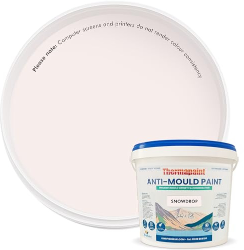 Kingfisher Thermapaint Anti Mould Emulsion Paint 2.5L, Snowdrop | Mould and moisture resistant with active fungicide, waterproof and washable, for kitchens, bathrooms and more