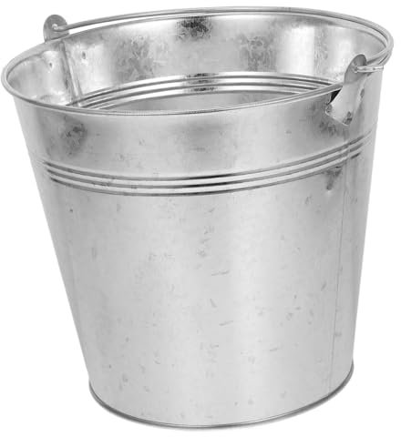 Alipis Small Metal Pail Bucket Handle 16.5cm Galvanized Steel Mini Iron Flower Bucket Silver for Garden Plants Indoor Outdoor Decoration