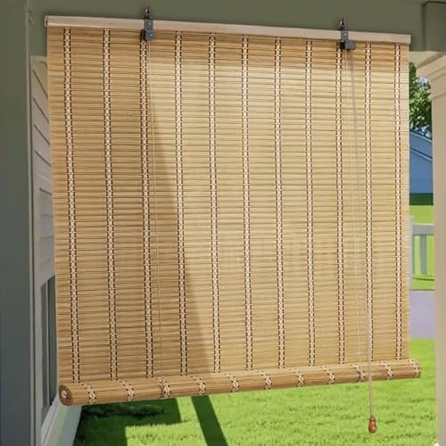 Bamboo Roller Shades Roman Shades for Window: Bamboo Blinds for Interior Windows and Outdoor Patio,Roll Up Blinds for Indoor Porch Light Filtering Sunshade,Easy to Install 24 W X 48 H