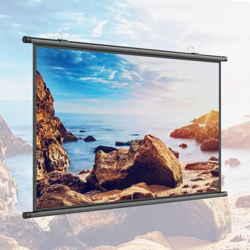 Tela Proyector Portatil, Pantalla Proyector 60 Pulgadas, Antiarrugas Pantalla De Proyector Techo Y Pared para Patio Exterior Camping Teatro, Proporcionando Imágenes De Alta Resolución(4:3,60)