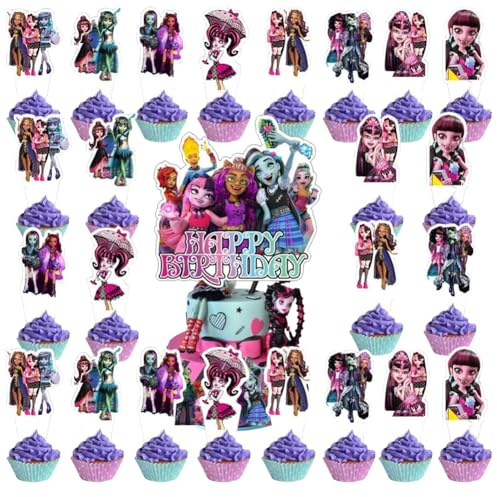 25 Stück Monster Cupcake-Dekorationen, Monster Cake Topper, Kinderkuchendekoration, Zubehör für Kindergeburtstag