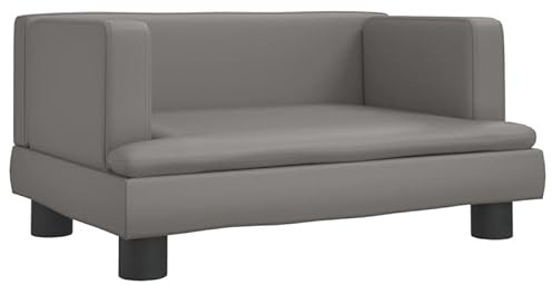Eleganz Kindersofa Grau 60x40x30 cm aus Kunstleder & Kiefernholz – Langlebiges & Stabiles Kinderzimmer-Sofa für Kleinkinder