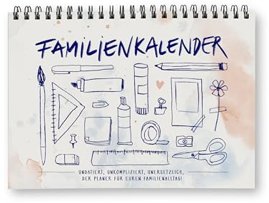 Eine der Guten Familienkalender A5 quer, frei datierbarer Familienplaner ohne Jahr mit 5 Spalten, undatierter Tischkalender für Familien, FSC Papier