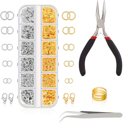 flintronic Anillos de Salto Abiertos, Anillos de Salto Abiertos de Metal, Anillas de Cierre Langosta, con Alicates para Joyería, con Caja de Almacenamiento, Para Llaves Collare Pulsera DIY Joyería