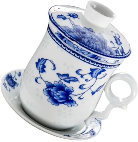TOYANDONA Keramik Teetasse Mit Deckel Und Sieb Chinesische Teetasse Mit Untertasse Tee Tasse Für Grünen Tee Jasmintee Oolong Für Zuhause Büro Restaurant Hotel