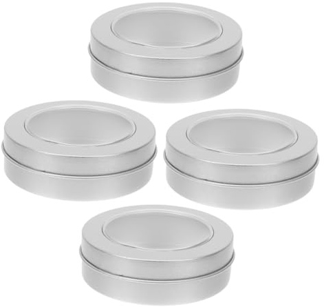 TOYANDONA 4 Stück Runde Blechdosen mit Deckel und Durchsichtigem Fenster Kleine Aufbewahrungsboxen für Süßigkeiten Kosmetik Bastelbedarf Vielseitige Runde Metalldosen für Party und Küche