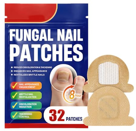 QOCUILC 32 Pezzi Toppe Fungine Per Unghie,Fungal Nail Patches,Fungo Dell'Unghia Del Piede,Cerotti Funghi Per Unghie Danneggiate e Aspetto Scolorito