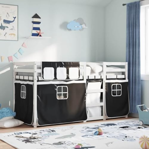 QZZCED Letto a castello in legno massello di pino con ringhiere di sicurezza su 4 lati e scala, letto alto per spazi limitati, struttura solida e design funzionale per camera da letto