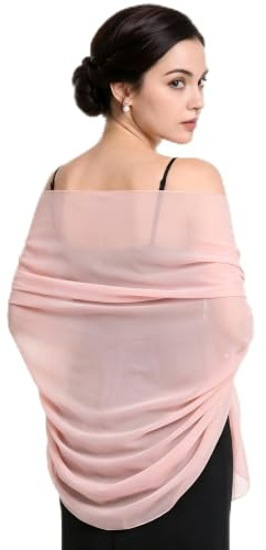 Étole Femme Mariage Rose Poudré 200x70cm, Châle en Mousseline Léger, Écharpe Femme Chic pour Robe de Soirée, Foulard Élégant Cérémonie, Cocktail, Baptême