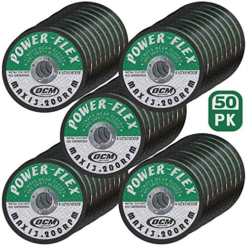 50 Pack - Cut Off Wheels 4 1/2 Inch x 1/16 Inch x 7/8 Inch - for Cutting All Steel and Ferrous Metals.
