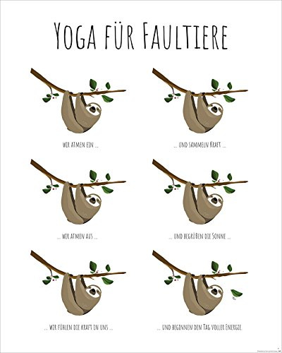Close Up Yoga für Faultiere - Kunstdruck Janette, Poster - Premium Qualität 170g/m (40 x 50 cm) + weiÃŸe Geschenkverpackung. Verschenkfertig!