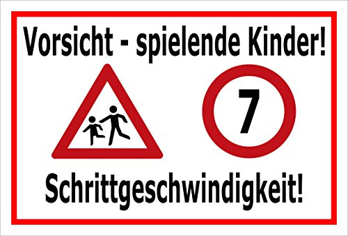 Melis-Folienwerkstatt Schild Spielende Kinder - Schrittgeschwindigkeit – 45x30 cm – 3mm Aluverbund – mehrere Größen/Materialien
