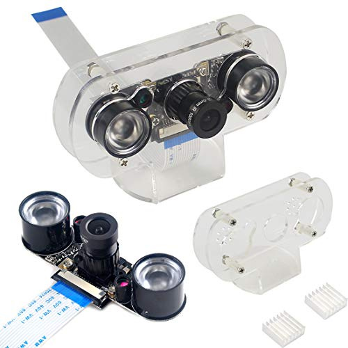 Hailege Camera 5MP OV5647 Webcam Module de caméra de vision nocturne avec vidéo de mise au point réglable 1080p pour Raspberry Pi 2 Raspberry Pi 3 Modèle B Modèle B + avec sac