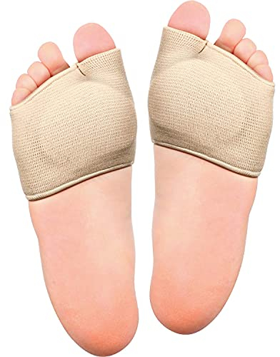 Métatarsiens Coussinets Manchon, Avant-Pied avec Gel Semelle, Demi-Chaussette pour Soulager les Métatarsalgies, Douleurs (2 Pièces, Beige)