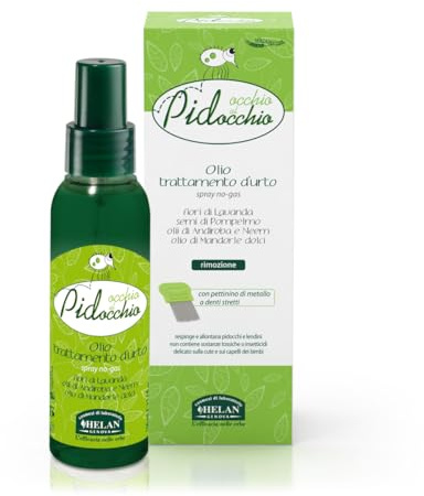 Helan, Occhio Al Pidocchio, Olio Trattamento D'Urto Pidocchi e Lendini Forte, Spray No Gas per Prevenzione Quotidiana 100 ml - Made in Italy
