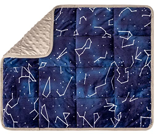 Florensi Weighted Lap Pad - 20 x 23, 7 lb, Blue Constellations - Focus & Calm Sensory Blanket - Portable Travel Weighted Blanket - Machine Washable Cooling Weighted Cover