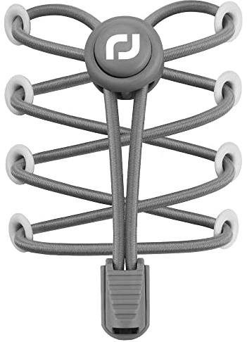 RJ-Sport Tieless Elastic Shoe Laces - Heavy Duty No Tie Shoelaces for Kids and Adult with Strong Lock and Speed Shoestrings (Number 005 - Dark Grey)
