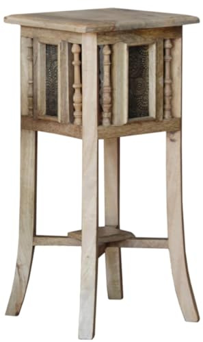 Orientalischer Beistelltisch mit Messing Dekoration, rund, Größe L 60 cm | Handgefertigter Tisch, geprägtes Messing, kunstvolles Design, Blickfang für jedes Zuhause.