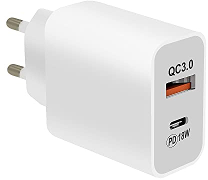 MMOBIEL Caricabatterie universale per smartphone e tablet, adattatore a muro, USB Tipo C/tipo A 3.0, ricarica veloce 18 Watt 3 Amp