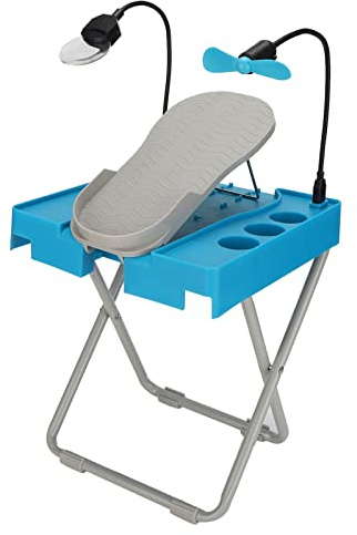 Kit de Herramientas de Pedicura Plegable, Reposapiés de Pedicura, Kit de Soporte de Pedicura Ajustable Profesional Antideslizante con Ventilador de Secado con Lupa LED