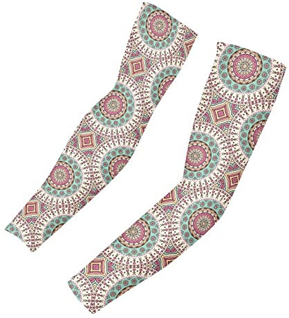 Poceacles Manicotti per braccia, protezione solare UV, maniche a compressione, per calcio, pesca e basket, nero, Mandala Boemia - multicolore, M