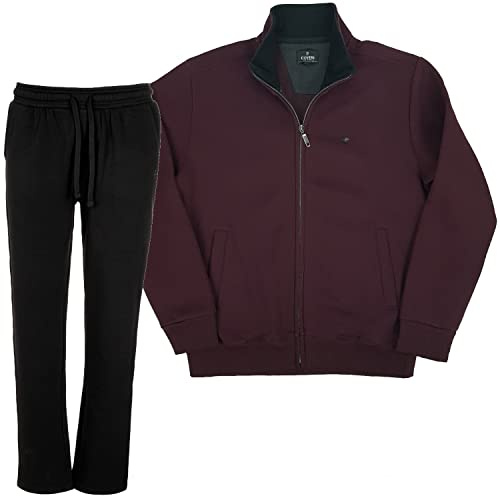 Coveri Tuta da ginnastica uomo completa felpata invernale giacca e pantalone blu M L XL XXL XXXL (XL - Bordeaux)