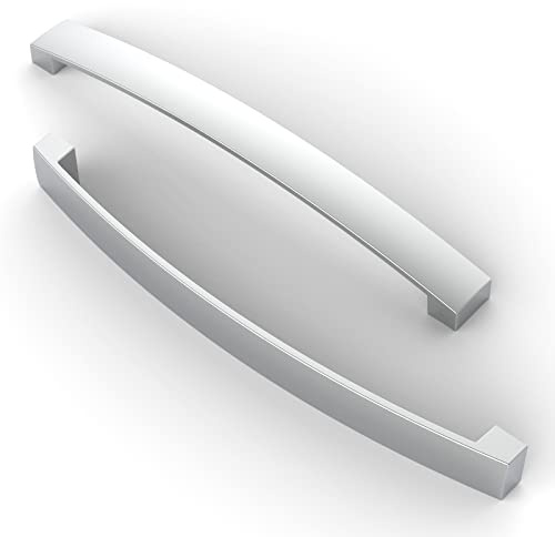 FURNIWARE Tirador de 10 piezas para muebles, distancia del agujero de 192 mm, tirador de arco para gabinete, tirador de cocina, para puerta de armario de cocina, baño, cromo