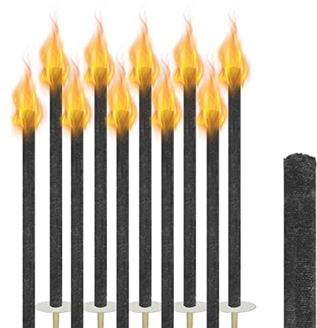 XMTECH Lot de 100 torches en cire avec protection des mains pour l'extérieur, temps de combustion 100 min, 100 % cire naturelle, torches de jardin, torches de jardin, poignée extra longue, pour
