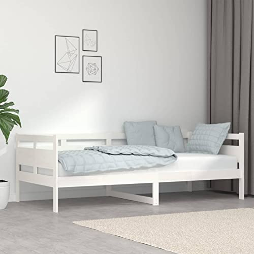 Festnight Tagesbett 90x200 cm Sofabett Weiß Einzelbett Gästebett Bettsofa Jugendbett Holzbett Schlafsofa Bettrahmen Bett Holz Bettgestell Massivholzbett