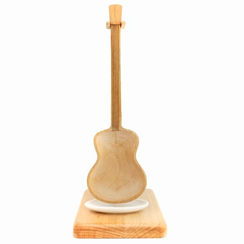 Winkee Rocks - Gitarren Kochlöffel mit Ständer - Musikalische Küchenhelfer aus holz I Spülmaschinenfeste Tropfschale dabei I Ideal zum Portionieren