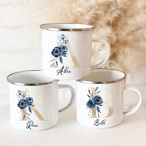 YIPOCH Tazze da caffè Tazza smaltata personalizzata con nome iniziale Compleanno Festa della mamma Matrimonio Fidanzamento Regalo per lui Tazza
