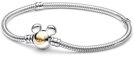 HappyStar armkette damen silber 925, kompatibel mit Pandora Charms, Mickey Mouse Kopf Verschluss armband damen.Geschenke für Teenager-Mädchen, Frauen und Kinder.