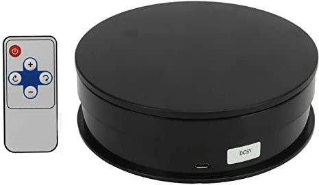 360 Grad Elektrisch Drehbarer Drehteller, 15 cm Elektrischer Drehbarer Präsentationsständer, Ferngesteuerte Geschwindigkeitsregelung, für (Schwarz)