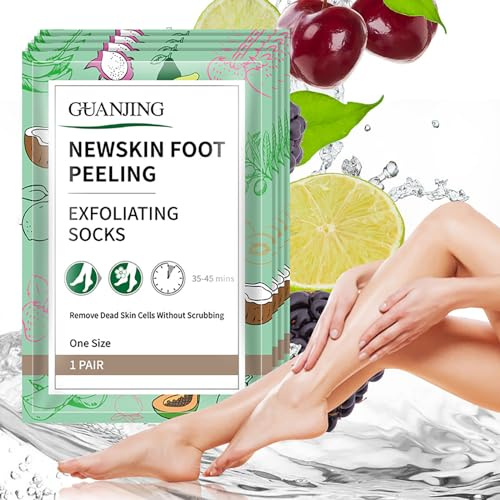Joyeee Hornhaut Socken, 4 Paar Fußmaske, Hornhautentferner Socken, Foot Peel Mask - Wirksam bei Schwielen Abgestorbener und Trockener Haut