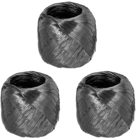 sourcing map Spago in poliestere e nylon e plastica, per uso domestico, larghezza 35 mm, lunghezza 55 m, corda in plastica per imballaggio, giardinaggio, artigianato, confezione da 3 (nero)