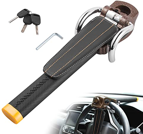 AuMoHall Car Steering Wheel Lock Heavy Duty Anti-Theft Device and Car Security Lock Universal Fit Vehicle Truck with 3 Keys
