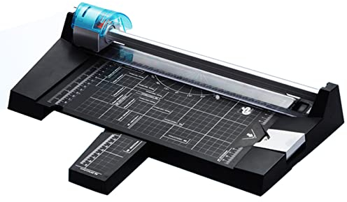 GYDUHYE Rotary Paper Cutter Heavy Duty, Papierschneider mit 4 verschiedenen Klingen - Gerade/Welle/Gepunktet/Knitterlinie, mit Rasterlinien, für Papierfotos, Postkarten, Visitenkarten